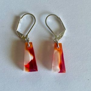 White and red diamond resin earrings OPTION 2